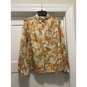 Vintage Gloria Vanderbilt Women’s Floral Long Sleeve Button Down Top Festival 8